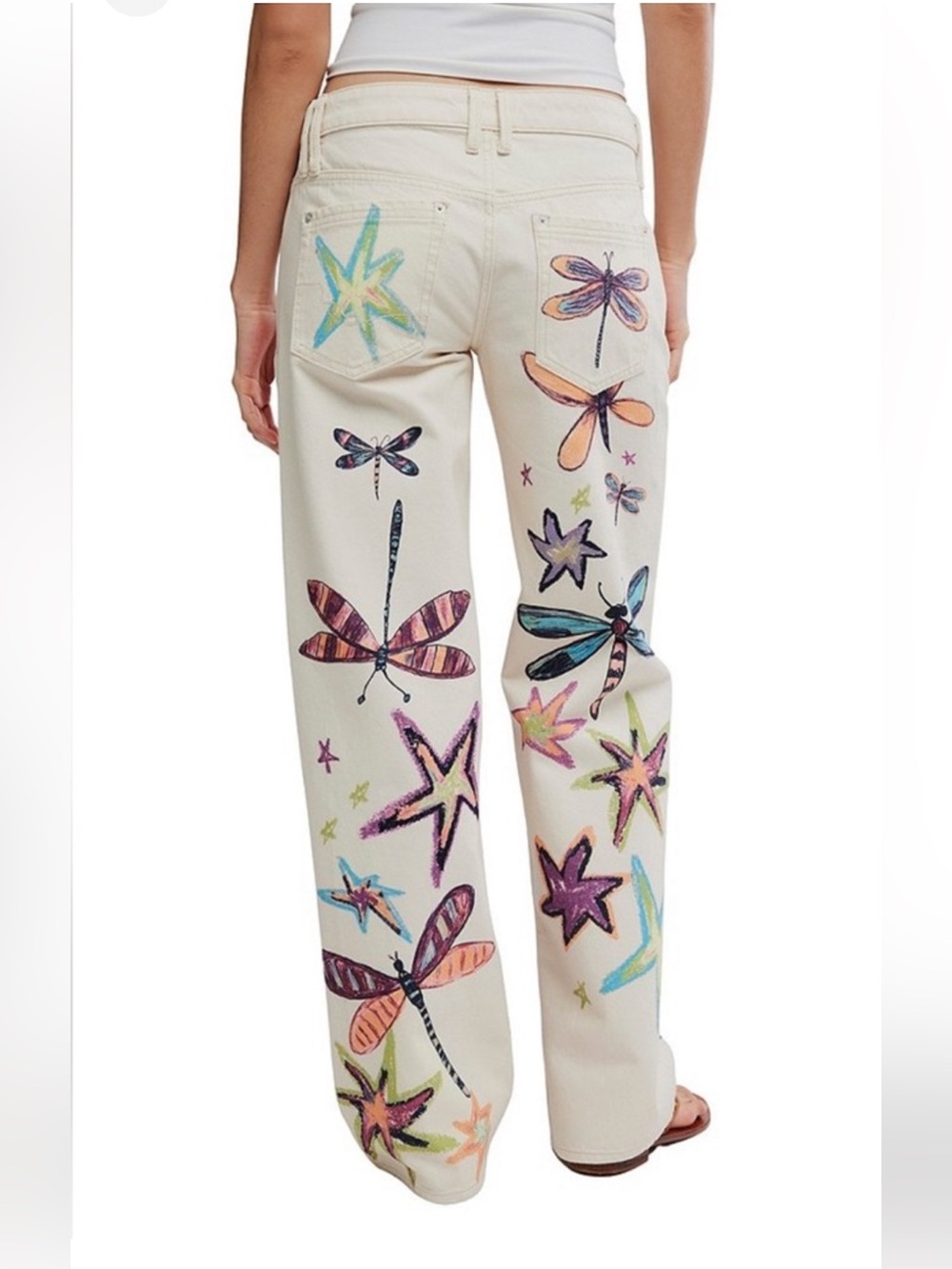 NWT🌷Free People We The Free Tennessee Dragonfly Printed Low Rise Denim Jeans - Picture 11 of 15